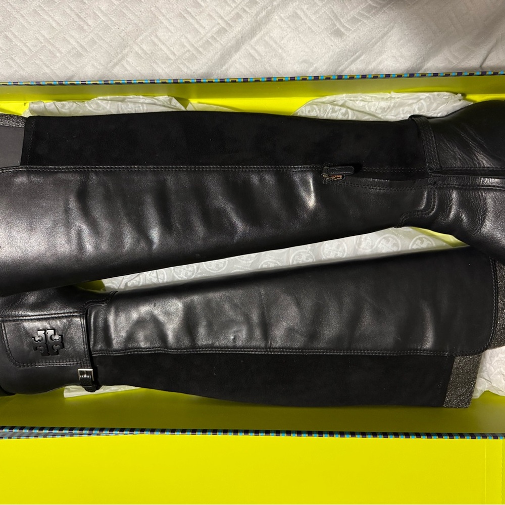 Tory Burch Wyatt Black Over-the-Knee Boots